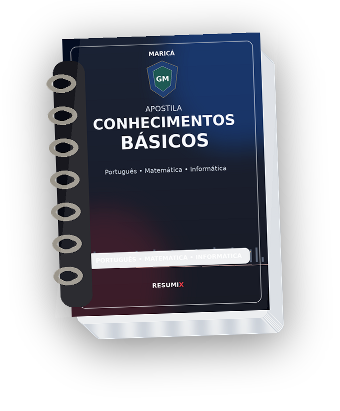 Mockup da apostila Conhecimentos Básicos Maricá